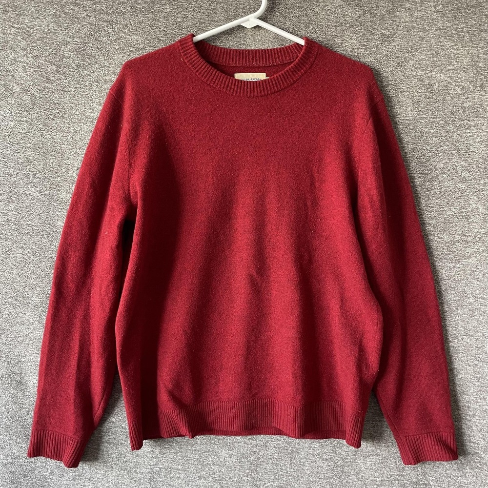 Taylor Stitch Sweater Mens Medium Red Solid Wool Yak Crewneck‎ Knit Pullover